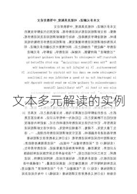 文本多元解读的实例