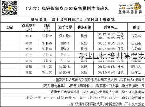 专业围棋培训课程表