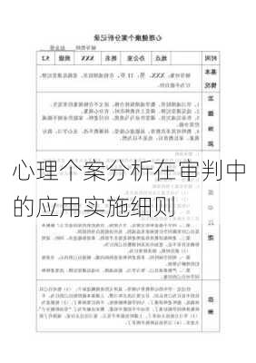 心理个案分析在审判中的应用实施细则