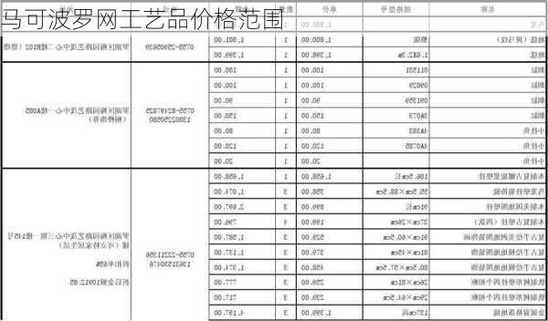 马可波罗网工艺品价格范围