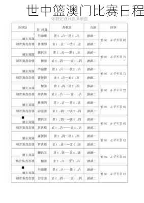 世中篮澳门比赛日程