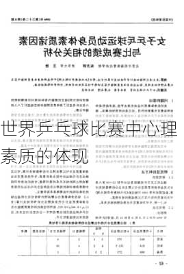 世界乒乓球比赛中心理素质的体现