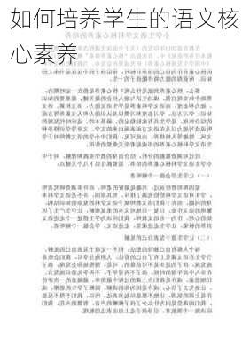 如何培养学生的语文核心素养
