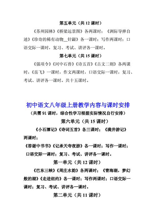 初中语文教学内容