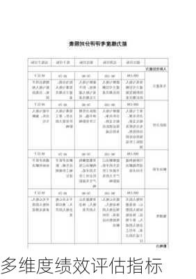 多维度绩效评估指标