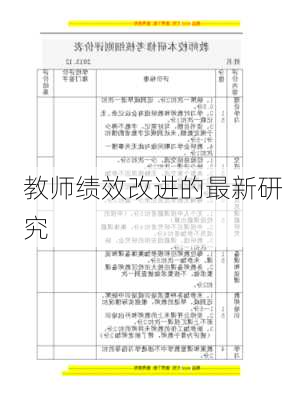 教师绩效改进的最新研究