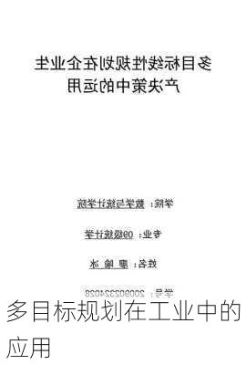 多目标规划在工业中的应用