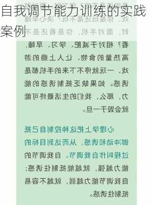 自我调节能力训练的实践案例