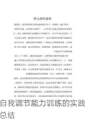 自我调节能力训练的实践总结