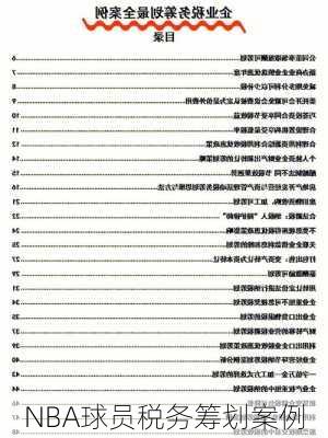 NBA球员税务筹划案例