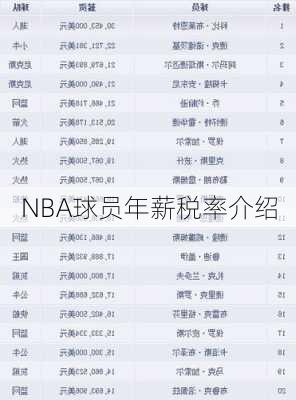 NBA球员年薪税率介绍
