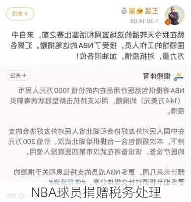 NBA球员捐赠税务处理