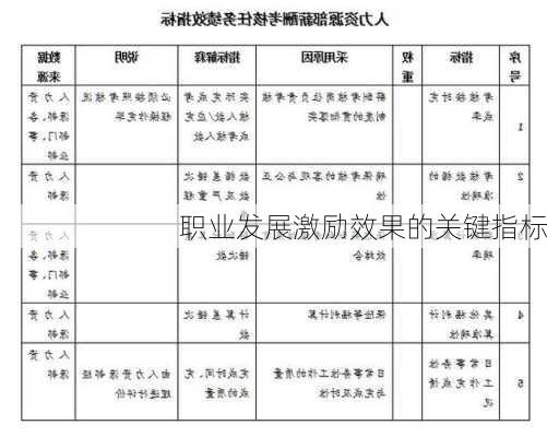 职业发展激励效果的关键指标