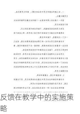反馈在教学中的实施策略