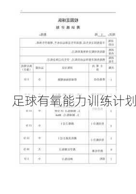 足球有氧能力训练计划