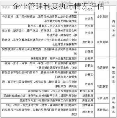 企业管理制度执行情况评估