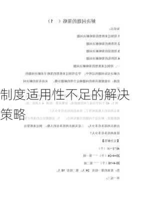 制度适用性不足的解决策略