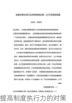 提高制度执行力的对策