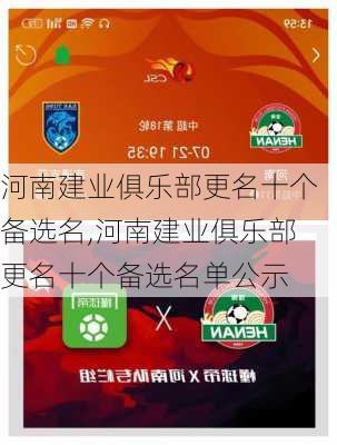 河南建业俱乐部更名十个备选名,河南建业俱乐部更名十个备选名单公示