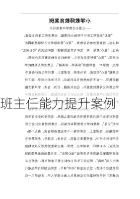 班主任能力提升案例