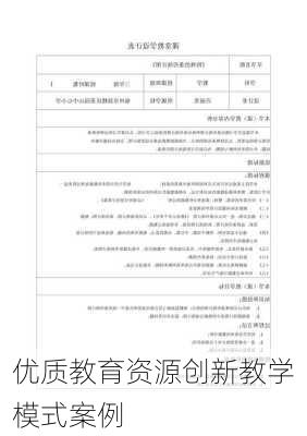 优质教育资源创新教学模式案例