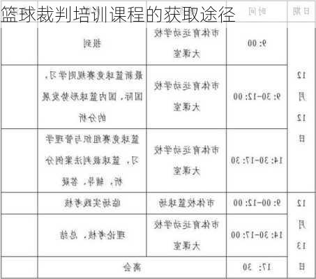 篮球裁判培训课程的获取途径