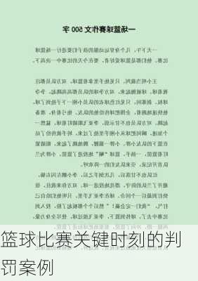篮球比赛关键时刻的判罚案例