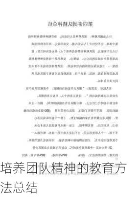 培养团队精神的教育方法总结