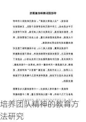 培养团队精神的教育方法研究