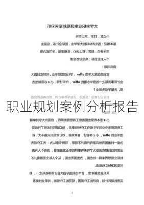 职业规划案例分析报告
