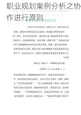 职业规划案例分析之协作进行原则