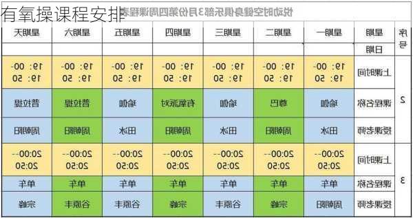 有氧操课程安排