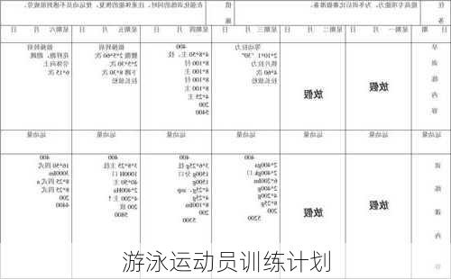 游泳运动员训练计划