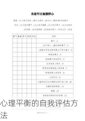 心理平衡的自我评估方法