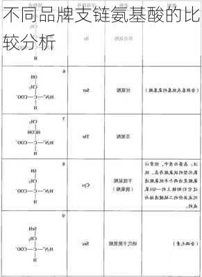 不同品牌支链氨基酸的比较分析