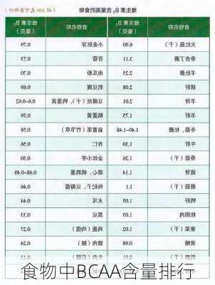 食物中BCAA含量排行