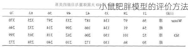 小鼠肥胖模型的评价方法
