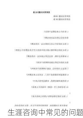 生涯咨询中常见的问题