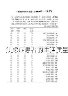 焦虑症患者的生活质量