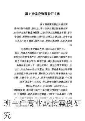 班主任专业成长案例研究