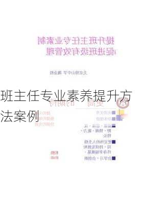 班主任专业素养提升方法案例