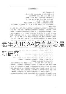 老年人BCAA饮食禁忌最新研究