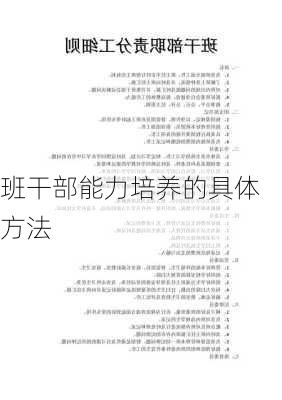 班干部能力培养的具体方法