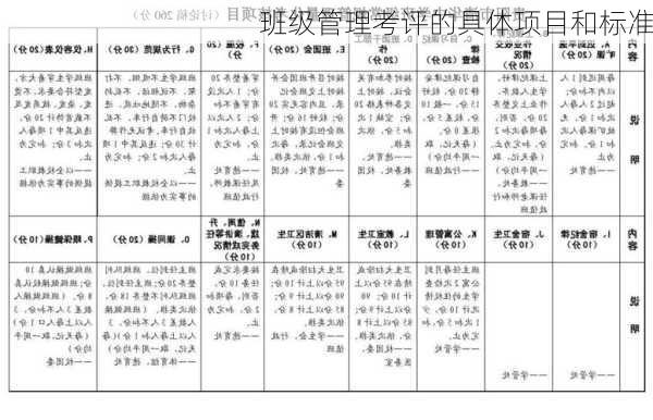 班级管理考评的具体项目和标准