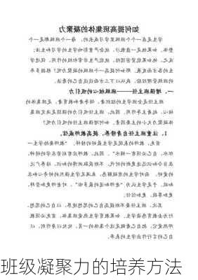 班级凝聚力的培养方法