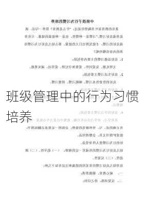 班级管理中的行为习惯培养