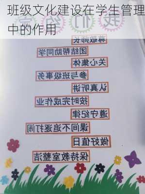 班级文化建设在学生管理中的作用
