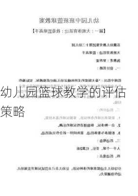幼儿园篮球教学的评估策略