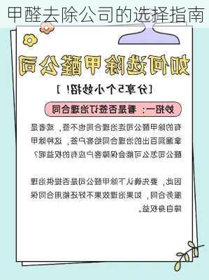 甲醛去除公司的选择指南