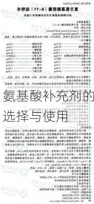 氨基酸补充剂的选择与使用
